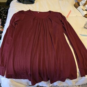 Women's Burgundy Long Sleeve Maternity Top